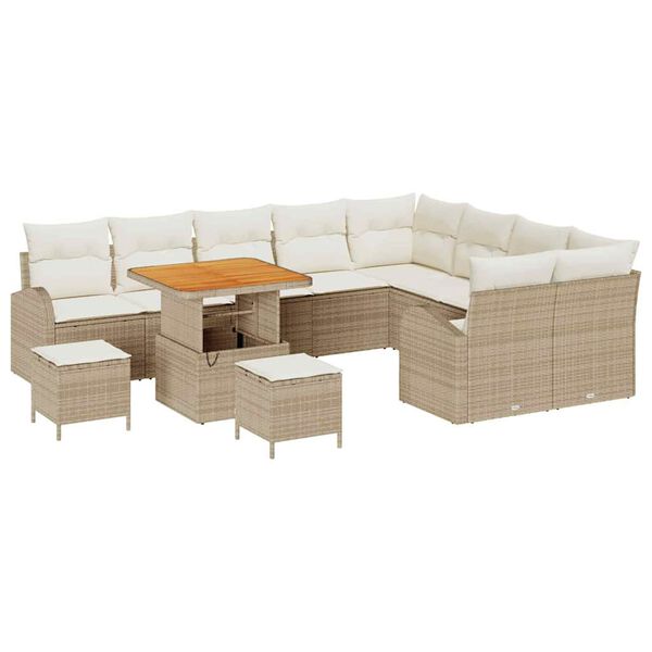 vidaXL Set Divano da Giardino con cuscino 12 pcs Beige polyrattan
