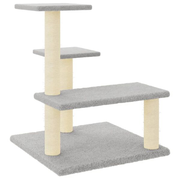 vidaXL Albero per Gatti con Tiragraffi in Sisal Grigio Chiaro 61 cm