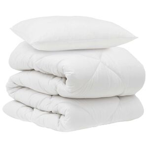 vidaXL Piumone con cuscino 2 pcs Bianco Microfibra