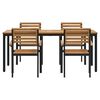 vidaXL Set da Pranzo per Giardino 5 pcs Nero Legno di Acacia Massello