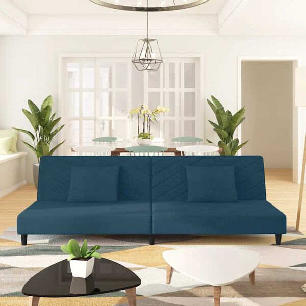 vidaXL Divano Letto a 2 Posti con 2 Cuscini Giallo in Velluto