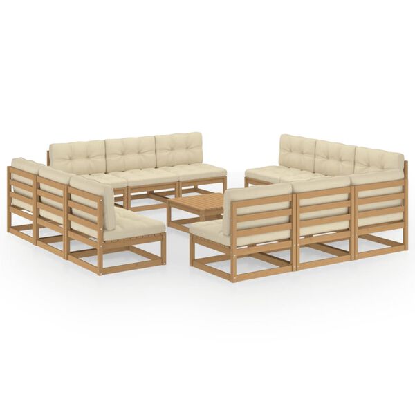 vidaXL Set Divani da Giardino 13 pz con Cuscini Legno Massello di Pino