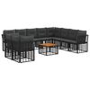 vidaXL Set di divani da esterno 11 pcs Nero e Grigio scuro Poliestere