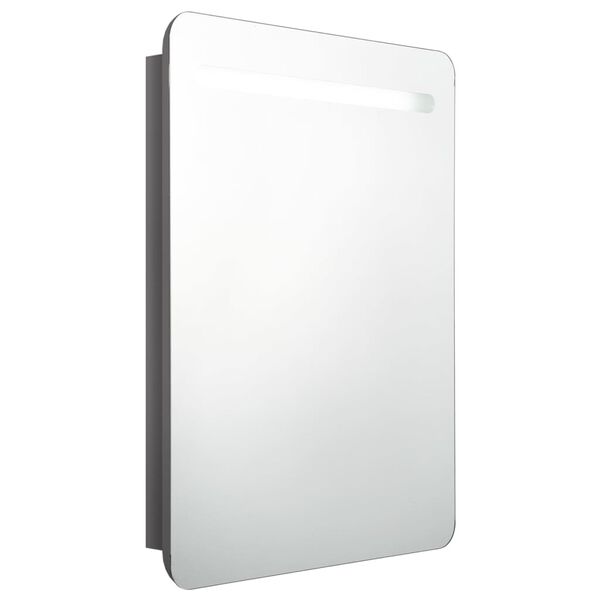 vidaXL Armadietto Bagno con Specchio e LED Grigio Lucido 60x11x80 cm