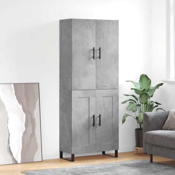 vidaXL Credenza Grigio Cemento 69,5x34x180 cm in Legno Multistrato