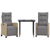 vidaXL Set Pranzo da Giardino 3 pz con Cuscini Beige Misto Polyrattan