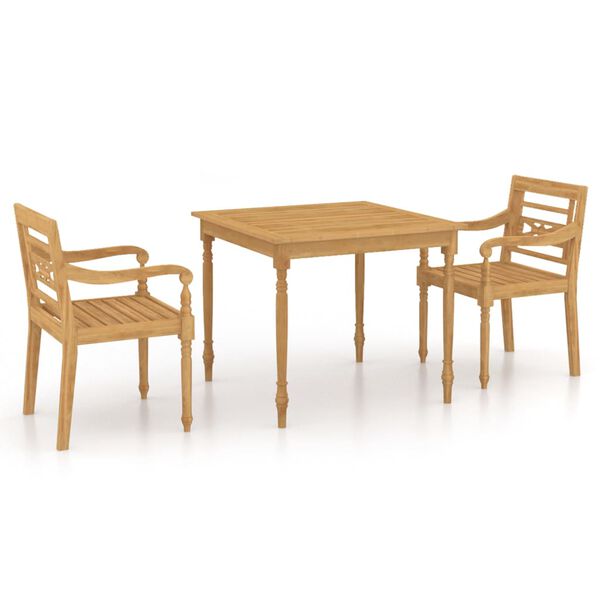 vidaXL Set da Pranzo per Giardino 3 pz Legno Massello di Teak