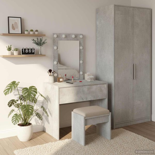 vidaXL Tavolo da Trucco Grigio 60 x 40 x 70 cm Legno multistrato