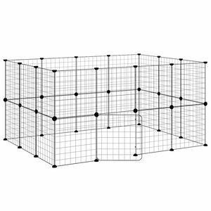 vidaXL Gabbia per Animali 28 Pannelli con Porta Nero 140x105x70 cm Acciaio