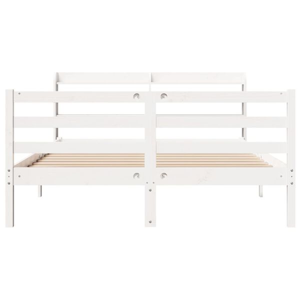 vidaXL Giroletto con Testiera Bianco 135x190 cm Legno Massello di Pino