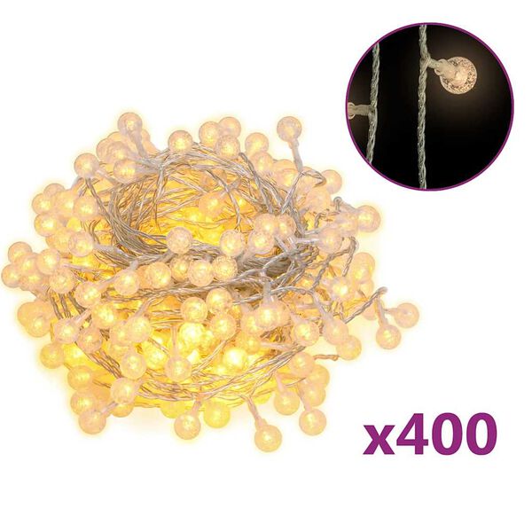 vidaXL Filo Luci Fatate Sferiche 40m 400 LED Bianco Caldo 8 Funzioni
