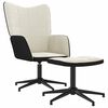 vidaXL Poltrona Relax con Poggiapiedi Bianco Crema in Velluto e PVC