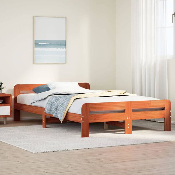 vidaXL Letto senza Materasso Marrone Cera 120x190 cm in Legno di Pino