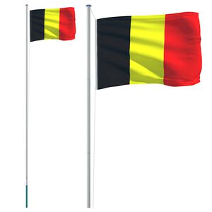 vidaXL Asta e Bandiera Belgio 6,08 m Alluminio