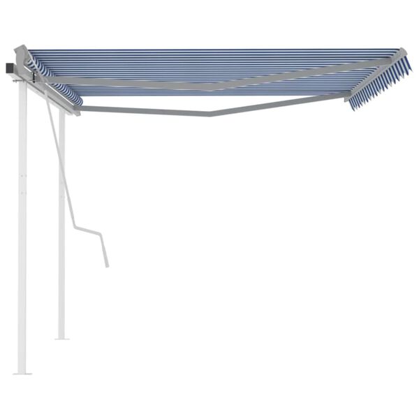 vidaXL Tenda da Sole Retrattile Manuale con Pali 4x3,5 m Blu e Bianca