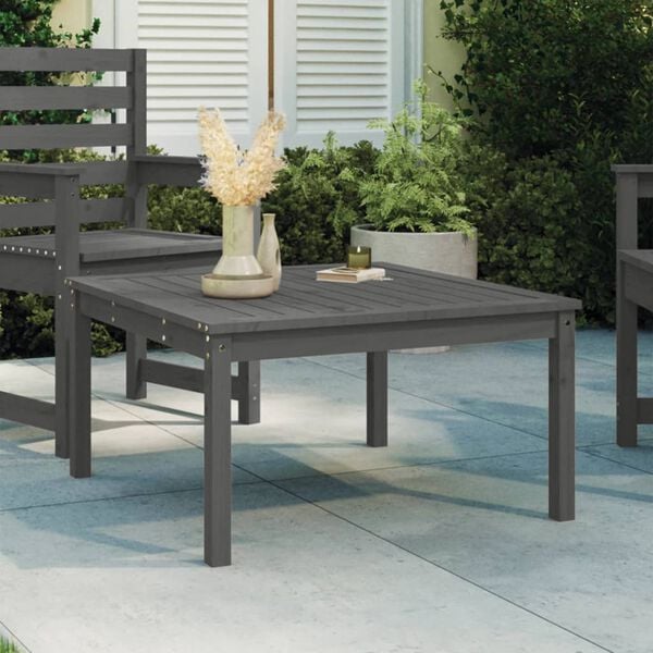 vidaXL Tavolo da Giardino Grigio 82,5x82,5x45 cm Legno Massello Pino