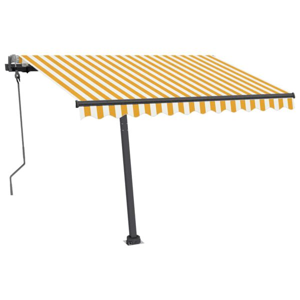 vidaXL Tenda da Sole Manuale Autoportante 300x250 cm Gialla/Bianca