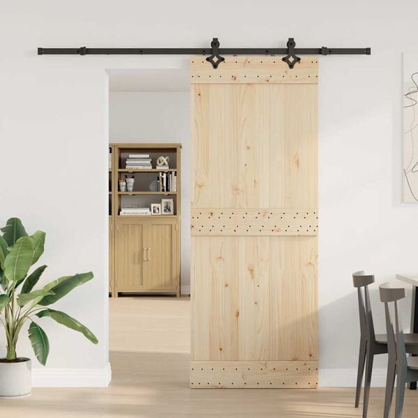 vidaXL Kit di Binari per Porte Scorrevoli 213,5 cm Acciaio Nero