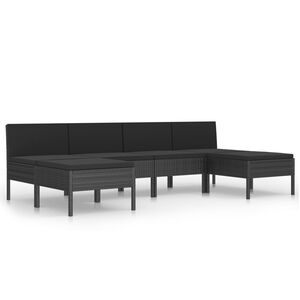 vidaXL Set Divani da Giardino 6 pz con Cuscini in Polyrattan Nero