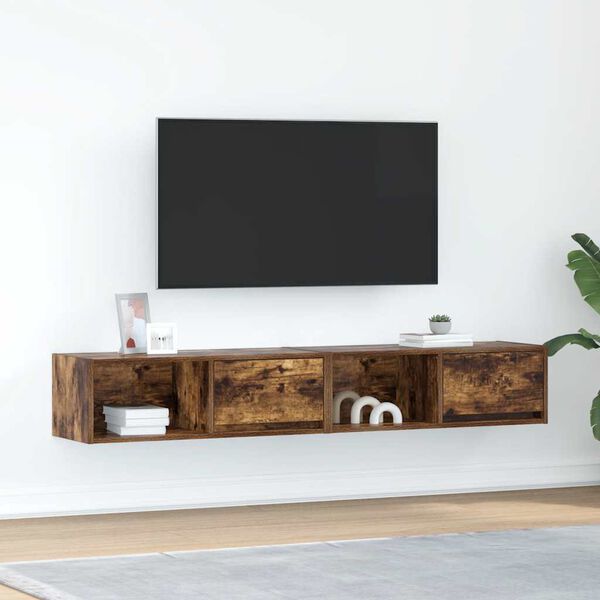 vidaXL Mobili TV 2 pz Rovere Fumo 80x31x25,5 cm Legno Multistrato