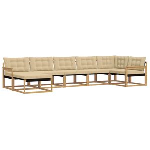 vidaXL Set di divani da esterno 7 pz Bianco e Beige