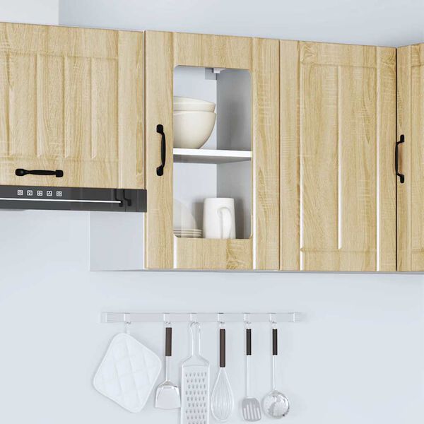 vidaXL Pensile da Cucina con Porta in Vetro Lucca Rovere Sonoma