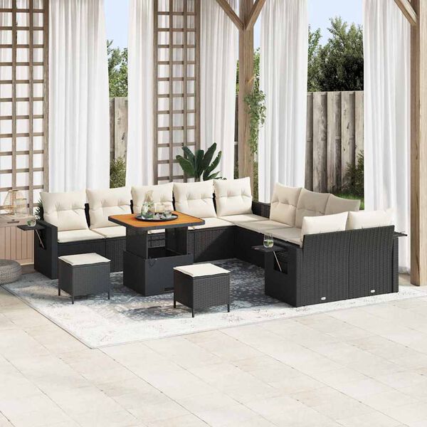 vidaXL Set Divano da Giardino 13 pcs Nero Poly Rattan