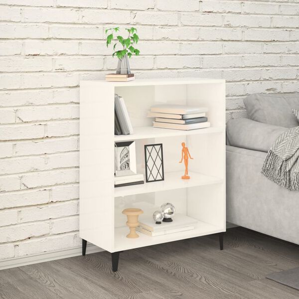vidaXL Credenza 69,5x32,5x90 cm Bianco Lucido in Legno Multistrato