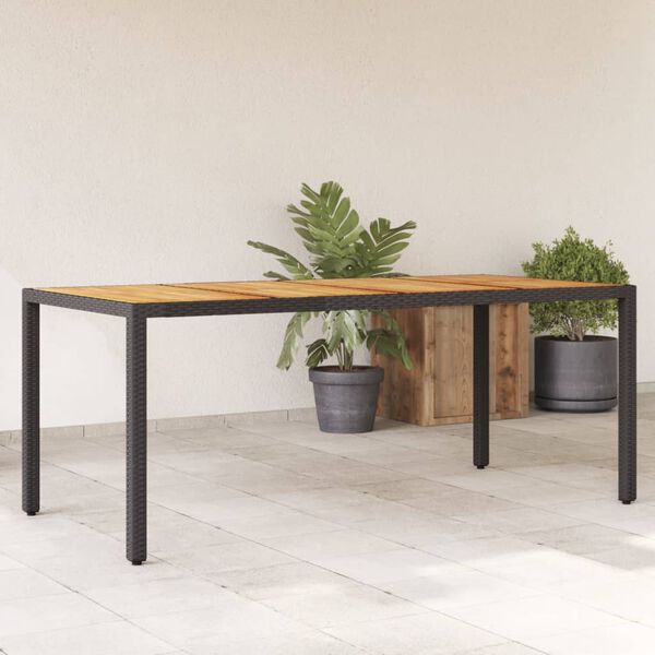 vidaXL Tavolo Giardino Piano Legno Acacia Nero 190x90x75 cm Polyrattan