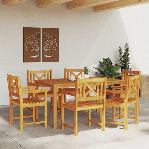 vidaXL Set da Pranzo per Giardino 7 pcs Marrone