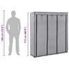 vidaXL Armadio con Scomparti e Aste Grigio 150x45x175 cm in Tessuto