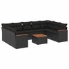 vidaXL Set Divani da Giardino 10pz con Cuscini in Polyrattan Nero