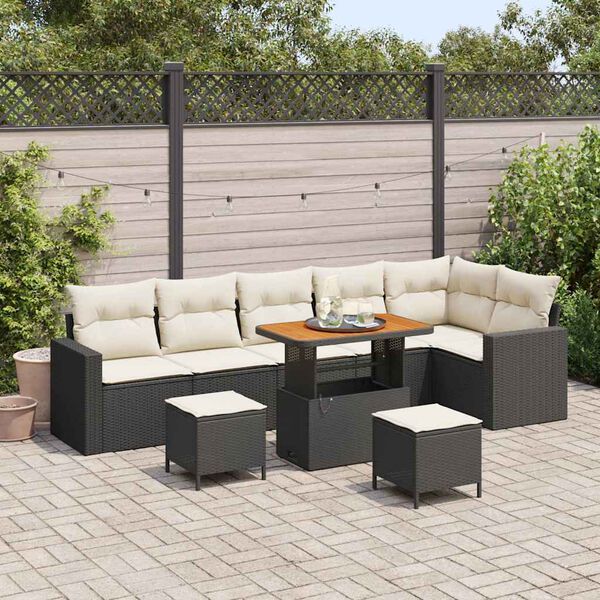 vidaXL Set Divano da Giardino 9 pcs Nero polyrattan