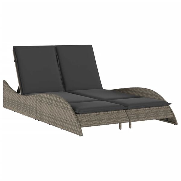 vidaXL Lettino Prendisole con Cuscini Grigio 114x205x73 cm Polyrattan