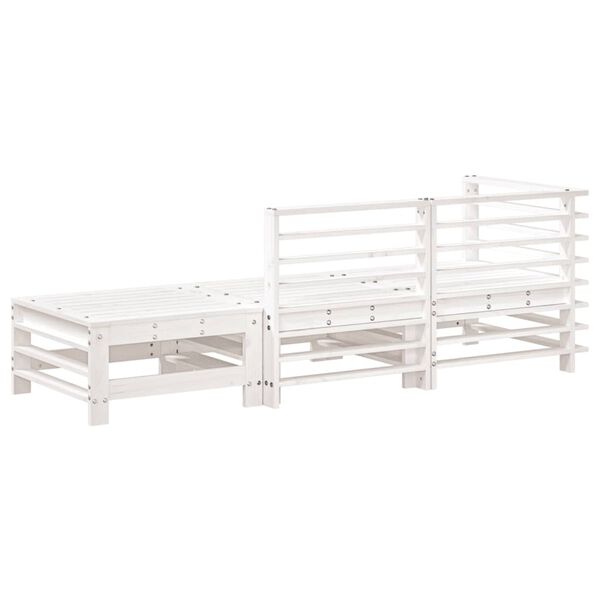 vidaXL Set Salotto da Giardino 3 pz Bianco in Legno Massello di Pino