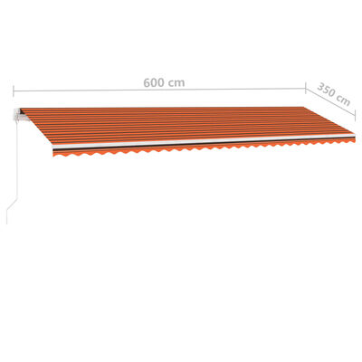 vidaXL Tenda da Sole Retrattile Manuale LED 600x350 cm Arancio Marrone