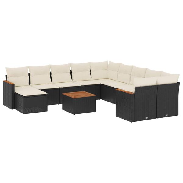 vidaXL Set Divani da Giardino 12 pz con Cuscini Nero in Polyrattan