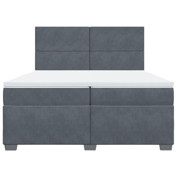 vidaXL Giroletto a Molle con Materasso Grigio Scuro 200x200 cm Velluto