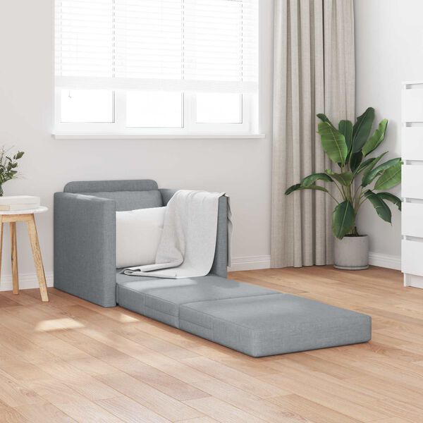 vidaXL Divano Letto da Terra 2 in 1 Grigio Chiaro 112x174x55cm Tessuto