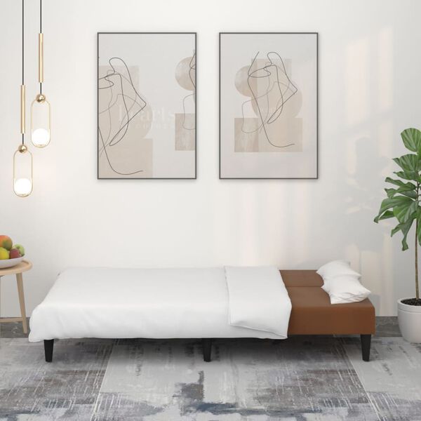 vidaXL Divano Letto a 2 Posti Marrone Tessuto in Microfibra