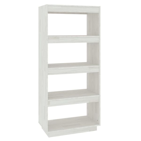 vidaXL Libreria/Divisorio Bianco 60x35x135 cm Legno Massello di Pino