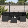 vidaXL Set Divano da Giardino 7 pcs Nero Polyrattan, Acciaio e Vetro
