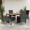 vidaXL Set da Pranzo da Giardino 5 pz Nero con Cuscini in Polyrattan