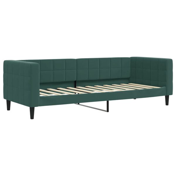 vidaXL Divano Letto con Materasso Verde Scuro 80x200 cm in Velluto