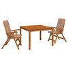 vidaXL Set da pranzo da giardino 3 pezzi Naturale