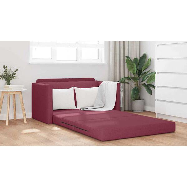 vidaXL Divano letto 110cm Rosso Vino Tessuto