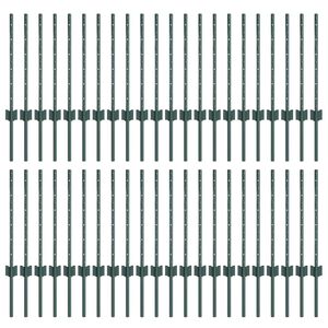 vidaXL Palo della recinzione 44 pcs Verde 100 cm Acciaio