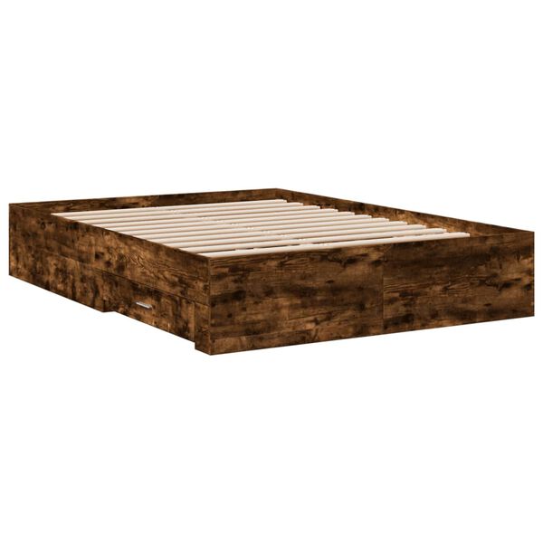 vidaXL Giroletto con Cassetti Rovere Fumo 120x190 cm Legno Multistrato