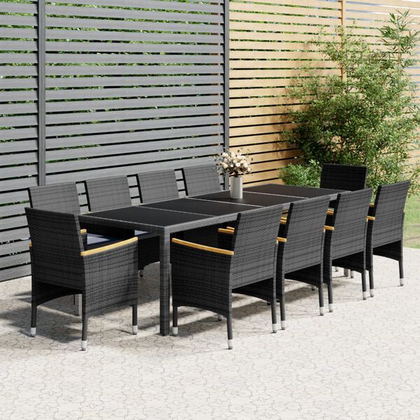 vidaXL Set Pranzo da Giardino 11pz in Polyrattan Grigio