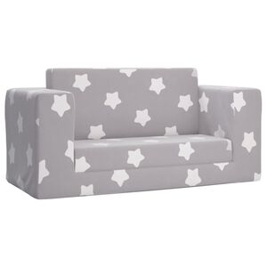 vidaXL Divano Letto Bambini a 2 Posti Grigio Chiaro con Stelle Peluche